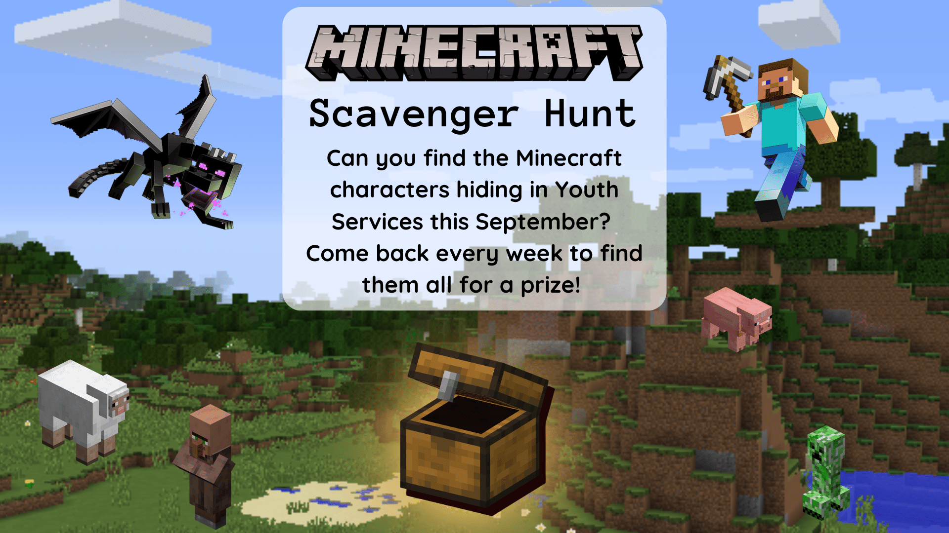 Minecraft Scavenger Hunt, September in Youth Services