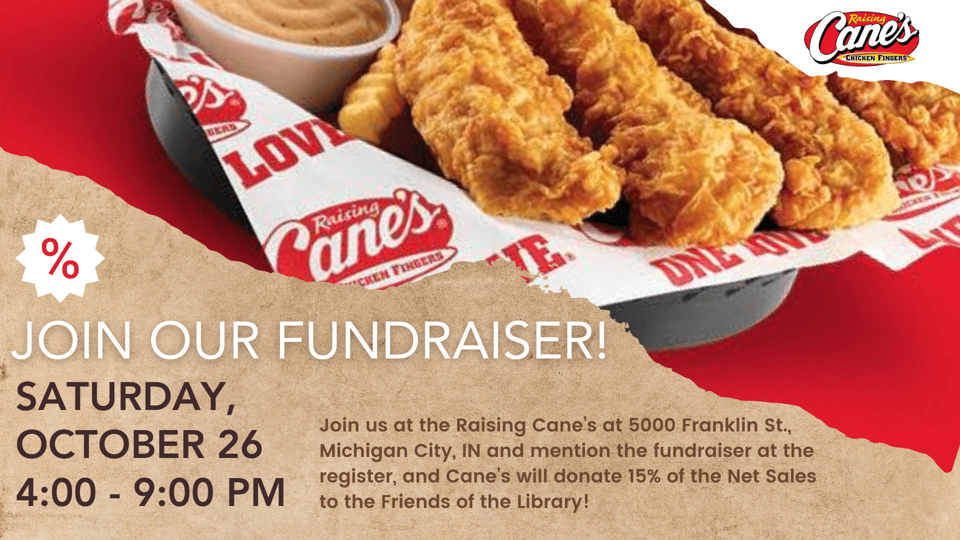 Raising Cane’s Fundraiser for the Friends of the Library